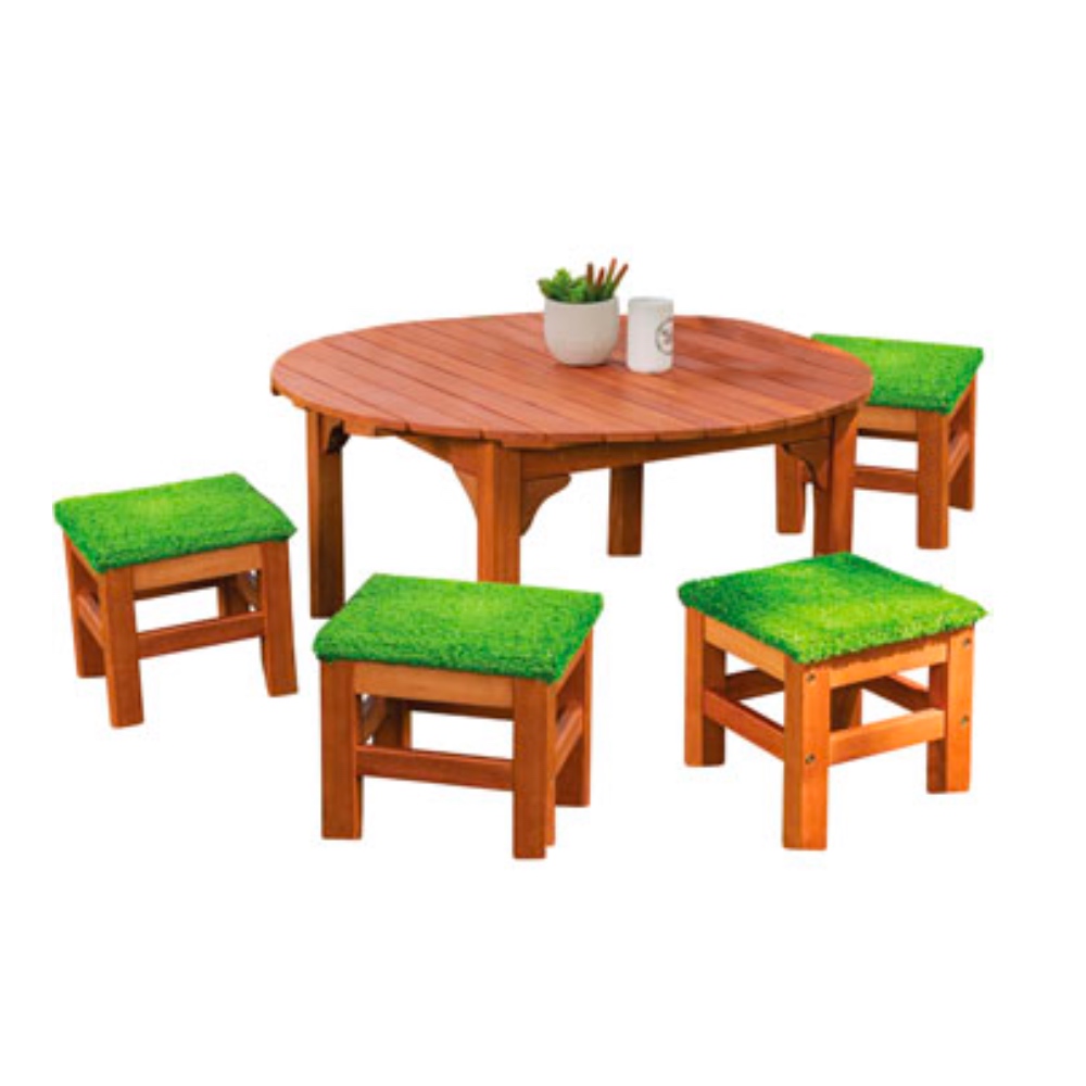 Outdoor Table and Grass Stools