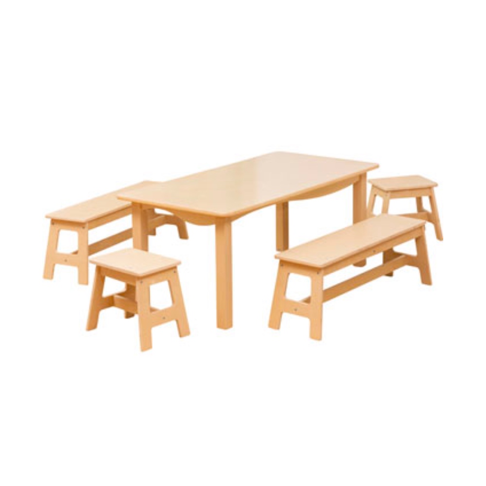 Wooden Table & Stools