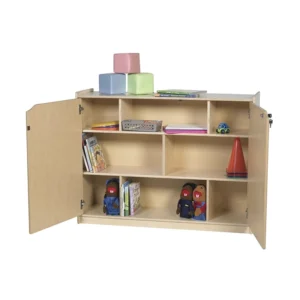 Rangement à deux étagères avec portes