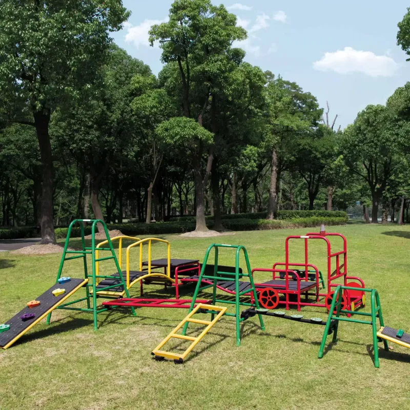 Durable metal climbing frames and jungle gyms for preschool outdoor playgrounds