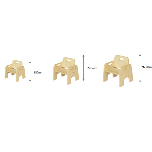 Toddler stacking chair of different sizes
