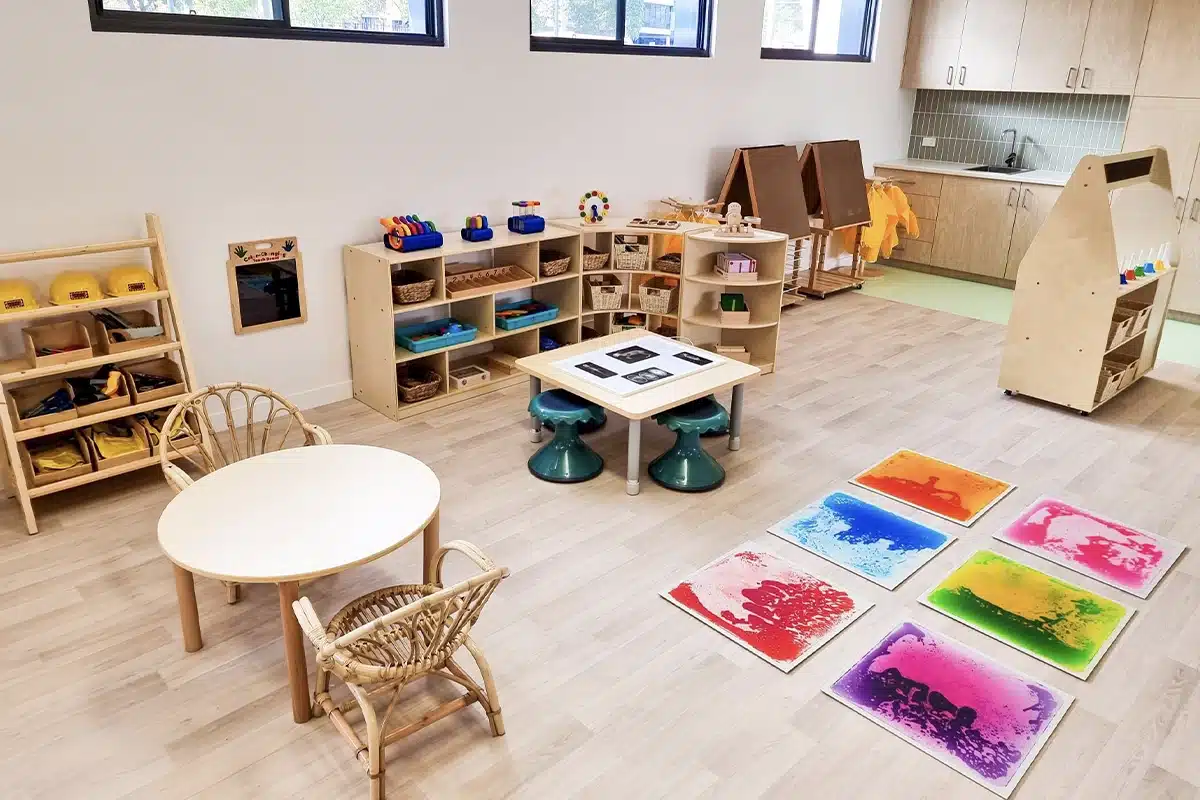 Bright Steps Academy large round tables for group interaction