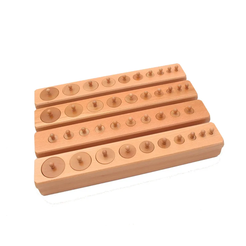 Montessori knobbed cylinders sensorial material