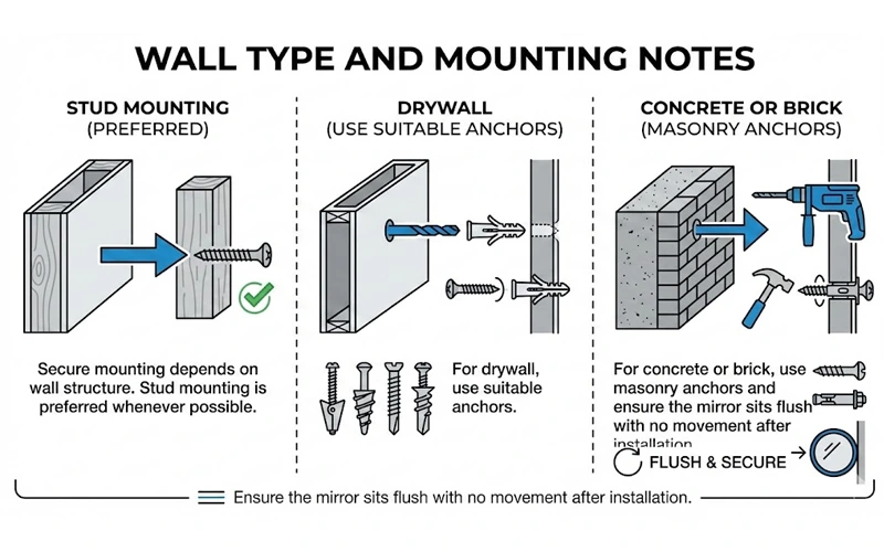 Wall Type and Mounting Notes