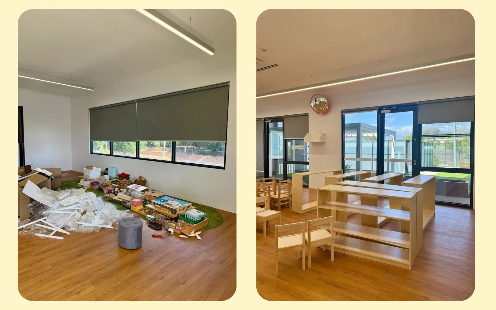 Empty classroom space before West Shore furniture installation