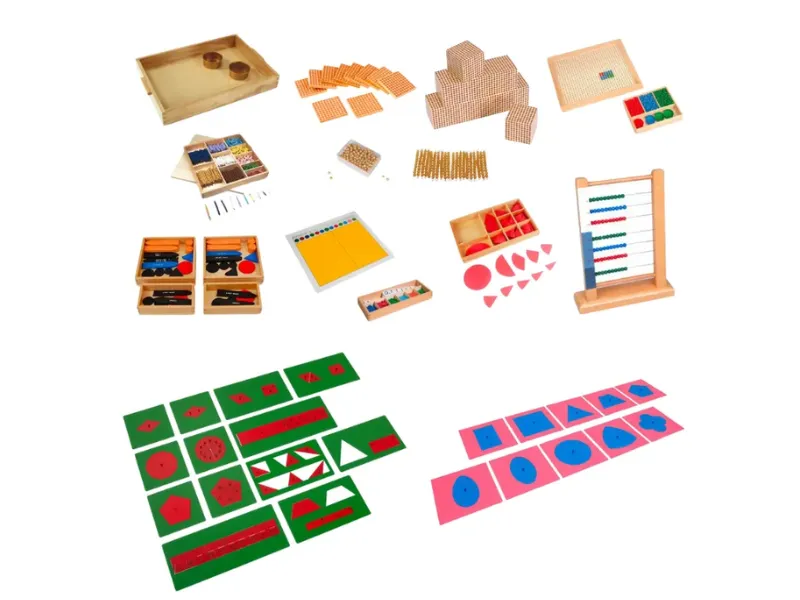 Montessori classroom furniture with low shelving and child-sized tables