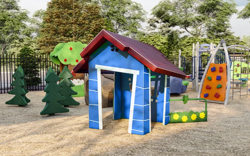 儿童游乐场的蓝色小屋