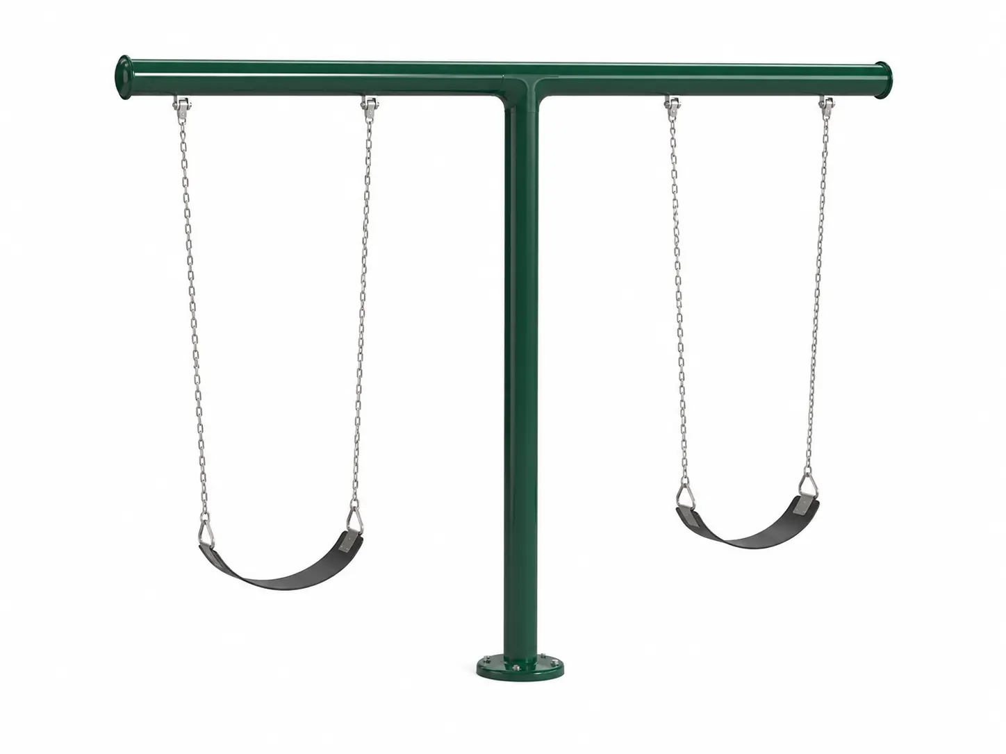 T shaped post swing with central upright and horizontal top beam