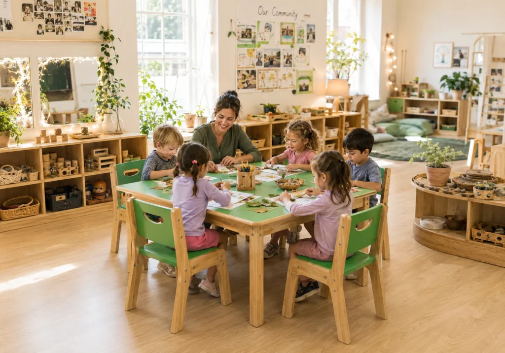 Classroom furniture with custom logos
