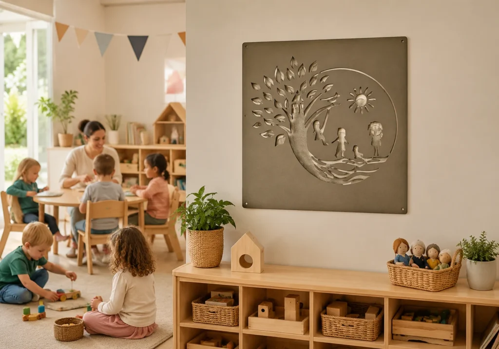 Kindergarten signage with custom logos