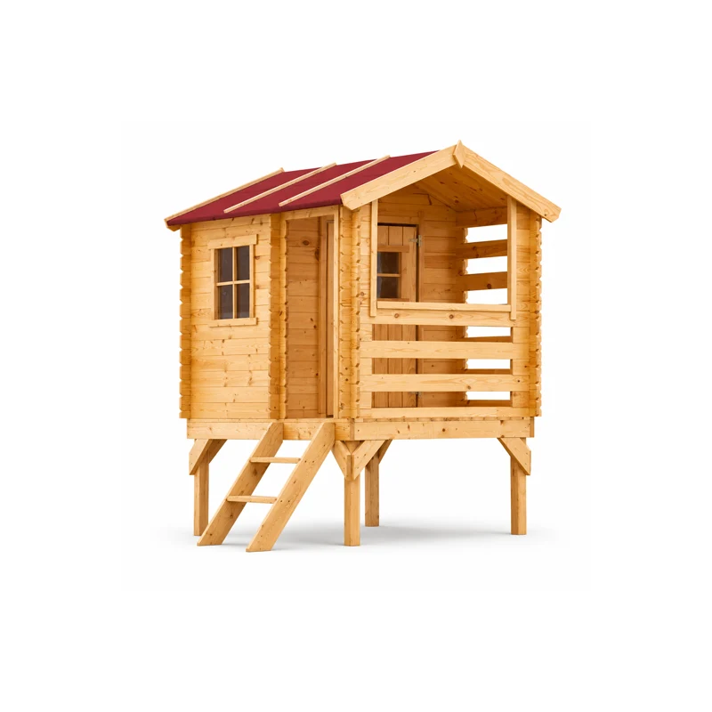 Wooden playhouse with porch