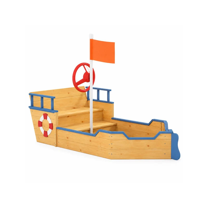 Wooden toy boat play structure