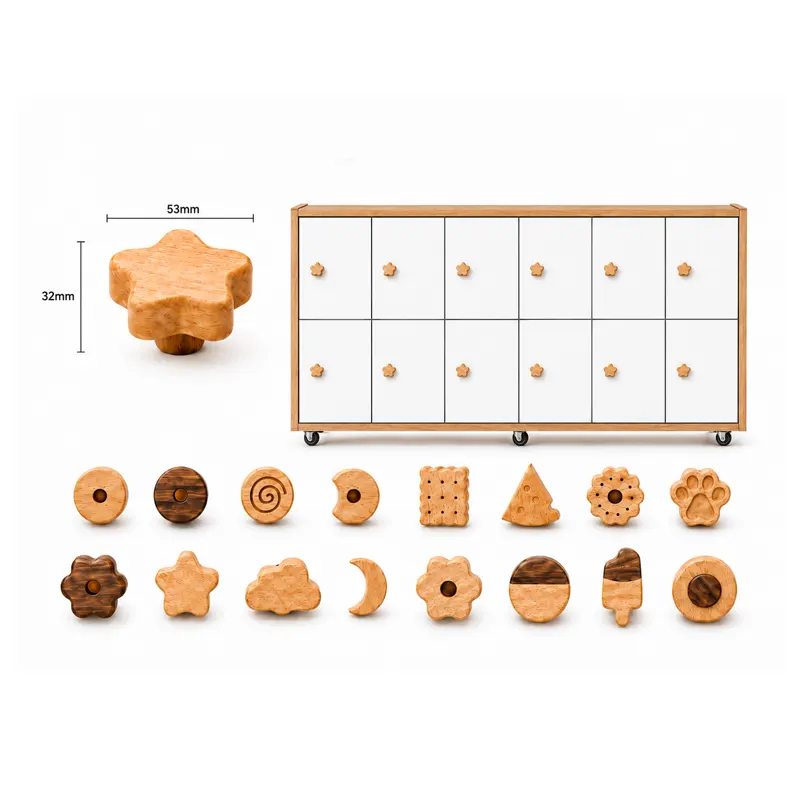 Custom wood cabinet knobs