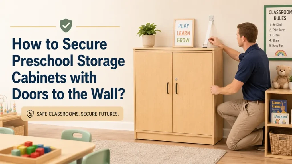 How to Secure Preschool Storage Cabinets with Doors to the Wall