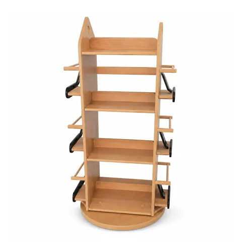 Wooden rotating display shelf unit