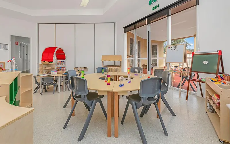 Daycare tables and chairs in a client classroom