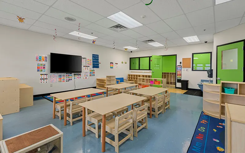 Preschool classroom furnished with our tables and chairs