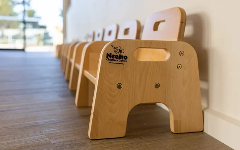 Wooden preschool chairs purchased for a childcare classroom