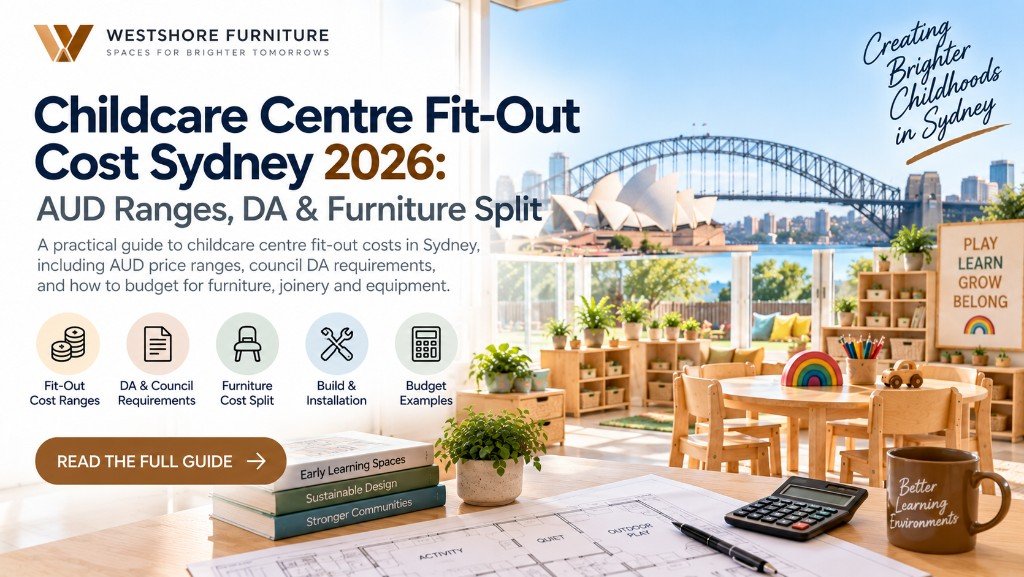 Childcare centre fit-out cost Sydney 2026 AUD ranges DA and furniture split