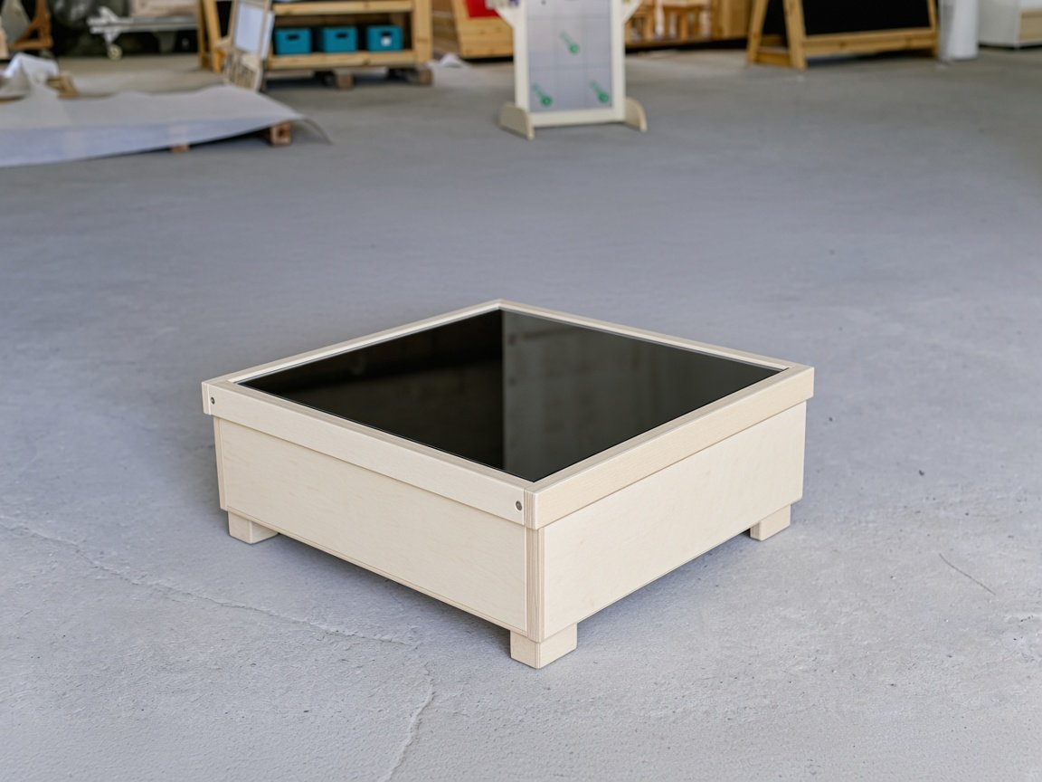 Low mirror exploration table for an infant room