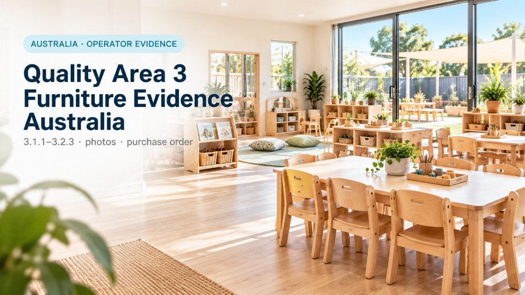 NQS Quality Area 3 furniture evidence Australia 2026: 3.1.1 fit for purpose, 3.1.2 upkeep, 3.2.2 quantities, 7 m² outdoor